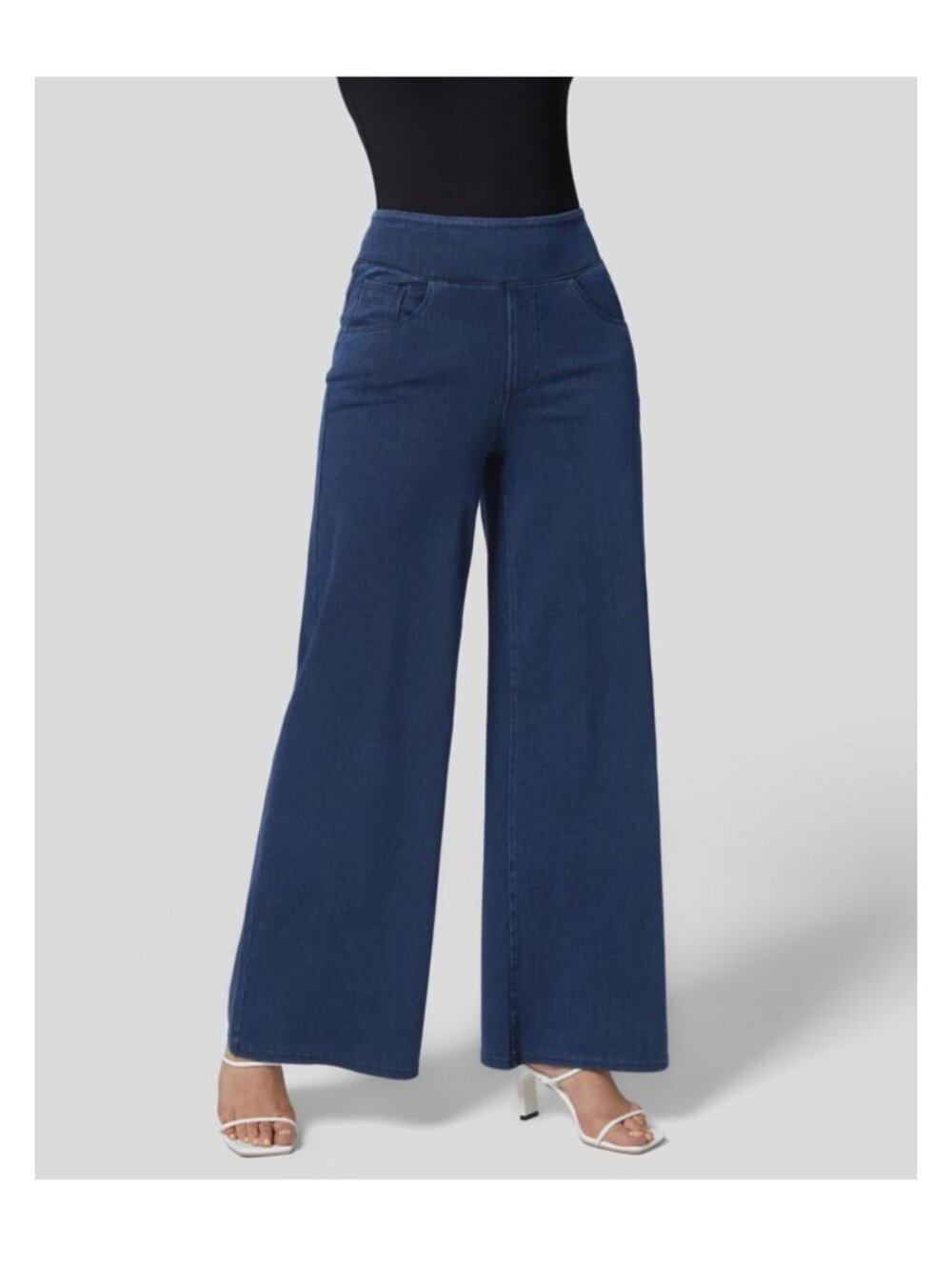 Halara XL  Flex High Waisted Wide Leg Denim Pants With Pockets - Washed Blue -